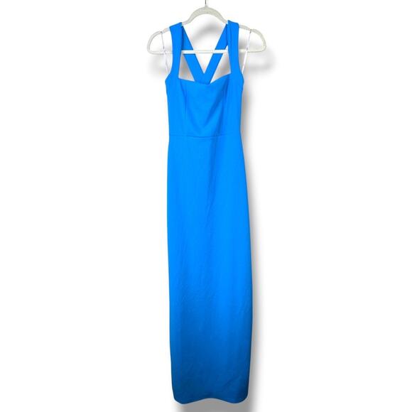 Lulus NWOT Glamorous Dedication Blue Sleeveless Column Crepe Maxi Dress Medium - Picture 5 of 10